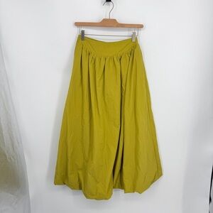 ELLEVEN Bubble Maxi Elastic Waist Puffy Hem A-Line maxi yellow Skirt Pockets S